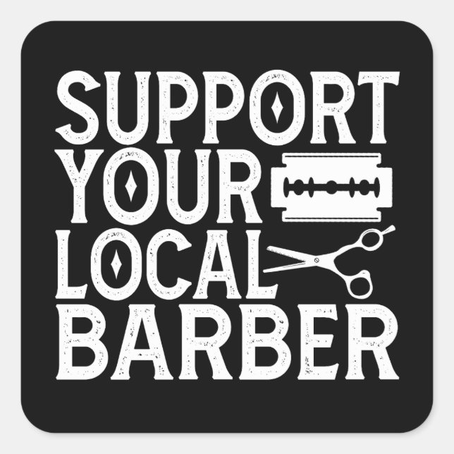Sticker Carré Support de votre barbier local 2024 (Devant)