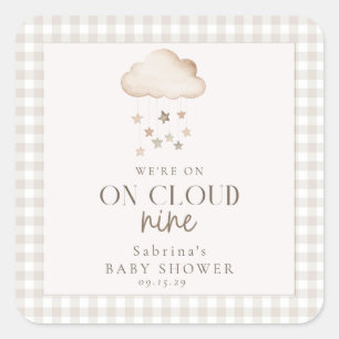 Sticker Carré Sur Cloud Neuf Baby shower neutre pour les femmes