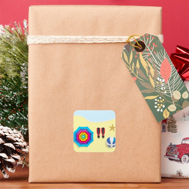 Sticker Carré Sur La Plage (Créateur téléchargé)