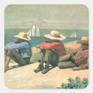 Sticker Carré Sur la plage, 1875 (w/c)