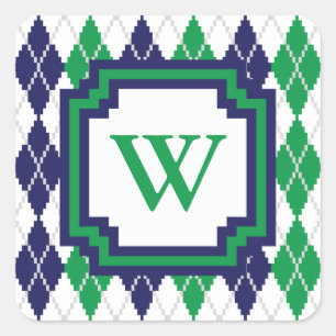 Sticker Carré Sur l'autocollant Jacquard vert