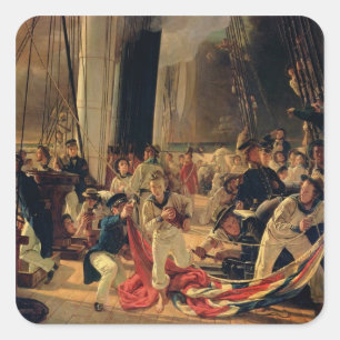 Sticker Carré Sur le pont pendant une bataille de mer, 1855