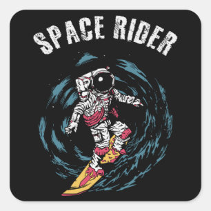 Sticker Carré Surf Astronaut Spatial Surfer