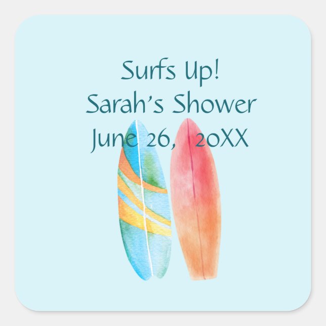 Sticker Carré Surf bleu (Devant)