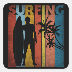 STICKER CARRÉ SURF ÉTÉ TROPICAL