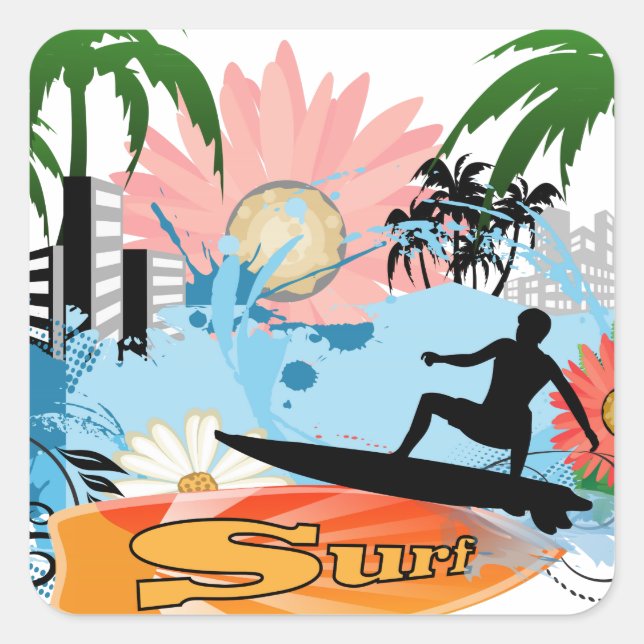 Sticker Carré Surf pensionnat (Devant)
