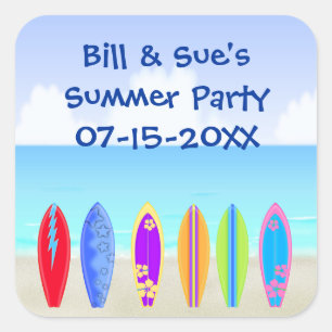 Sticker Carré Surfboards Beach Party Favoriser