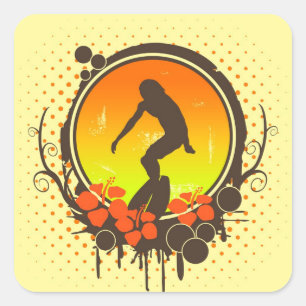 Sticker Carré Surfer