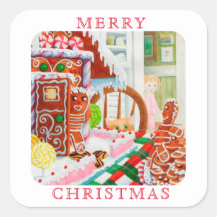 Sticker Carré SURPRISE DE PAIN DE GINGERBREAD Gros Carré Envelop
