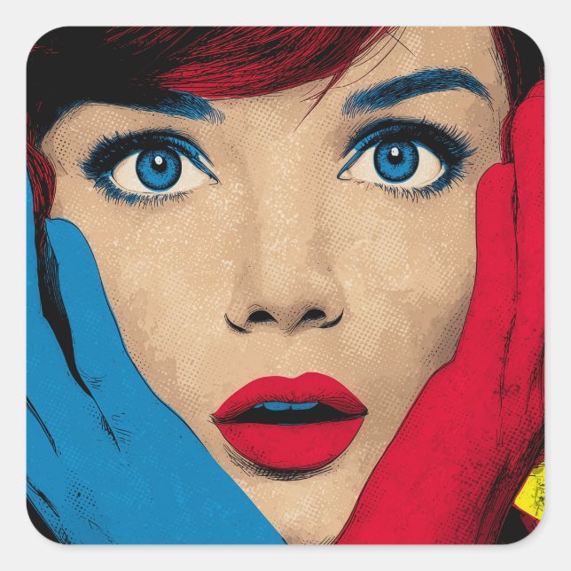 Sticker Carré Surprised Woman in Pop Art (Devant)