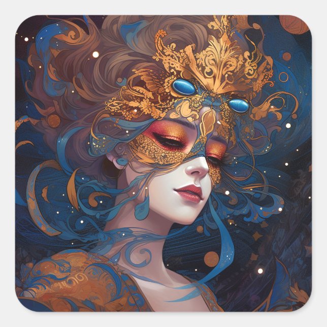 Sticker Carré Surreal Lady Imaginaire Art (Devant)