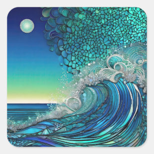 Sticker Carré Surreal Surf Seascape