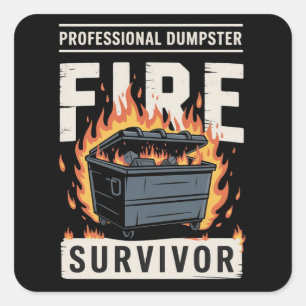Sticker Carré Survivant professionnel de l'incendie de la poubel