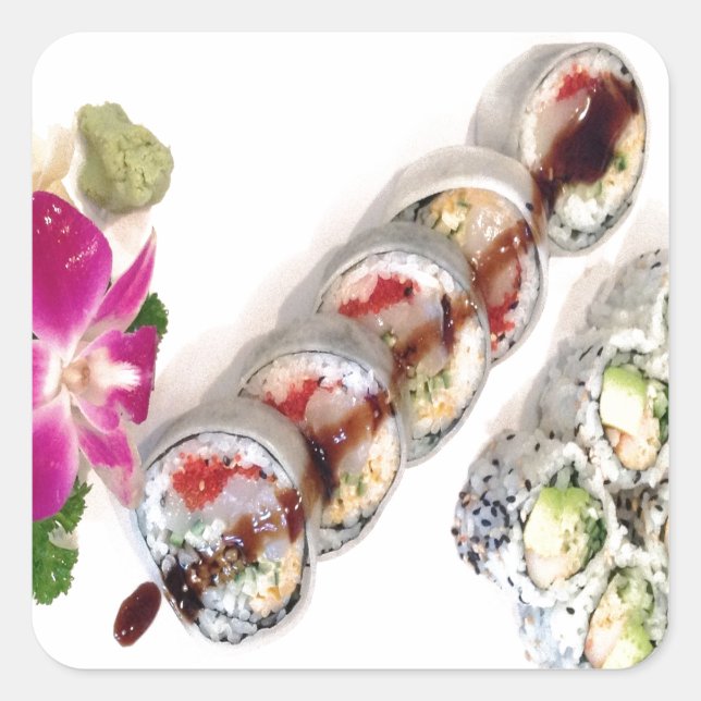 Sticker Carré Sushi California Rolls (Devant)