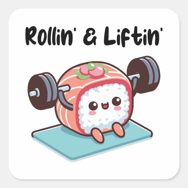 Sticker Carré Sushi Roll Lifting Weights (Devant)