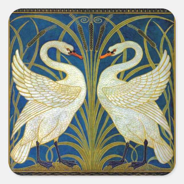 Sticker Carré Swans Art Déco (Devant)