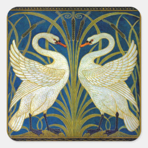 Sticker Carré Swans Art Déco