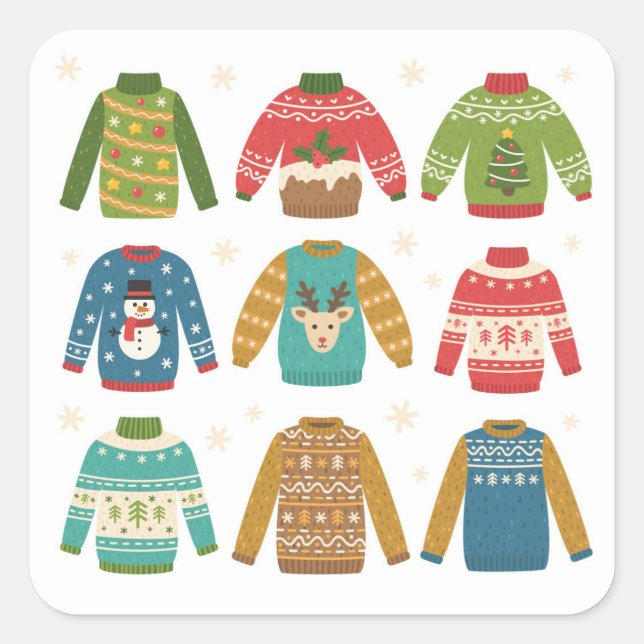 Sticker Carré Sweaters moches de Noël (Devant)