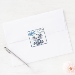 Sticker Carré Sweet Blue Elephant - Petit Éléphant