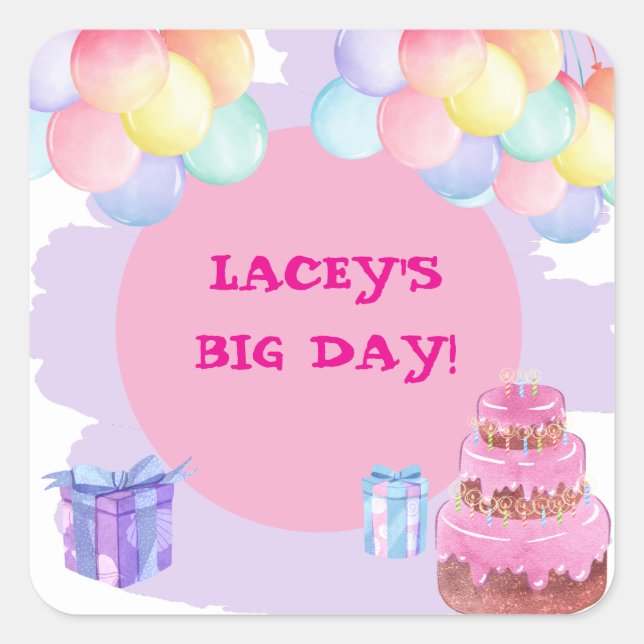 Sticker Carré Sweet Celebration : Violet Anniversaire (Devant)