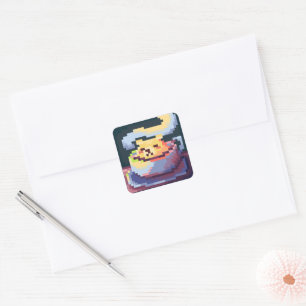 Sticker Carré Sweet Coffee Pixelart, Pixel Art