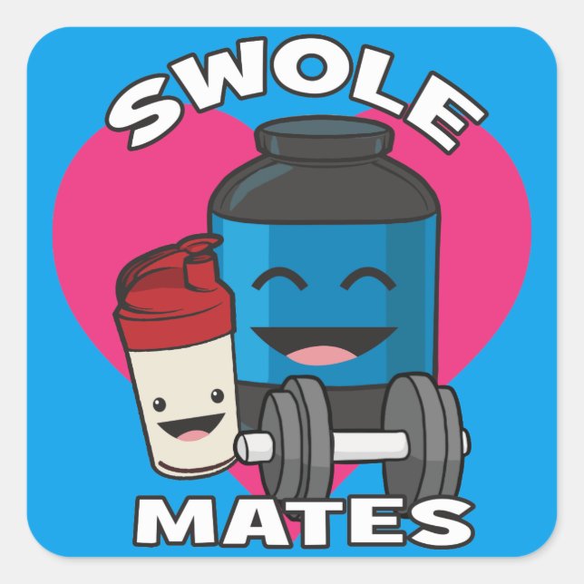 Sticker Carré SWOLEMATATES Funny Bodybuilding Protein Shake (Devant)