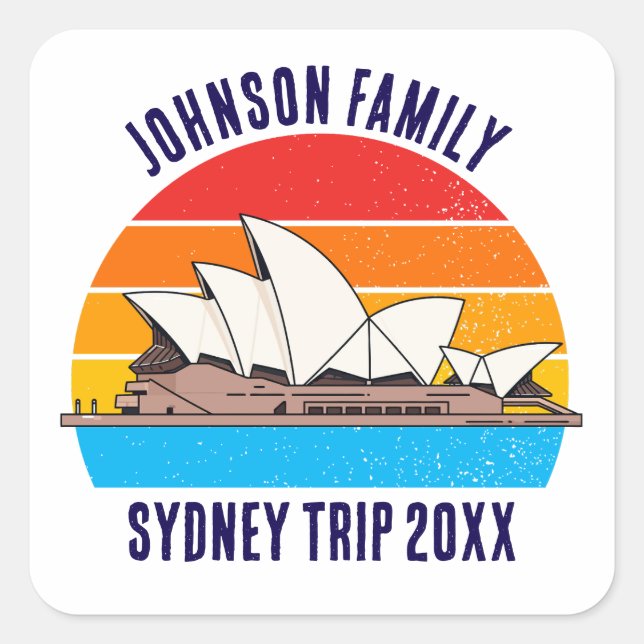 Sticker Carré Sydney Australie Trip Opera House Customisé (Devant)