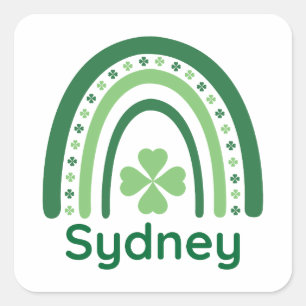 Sticker Carré Sydney Nom Clover Boho Rainbow