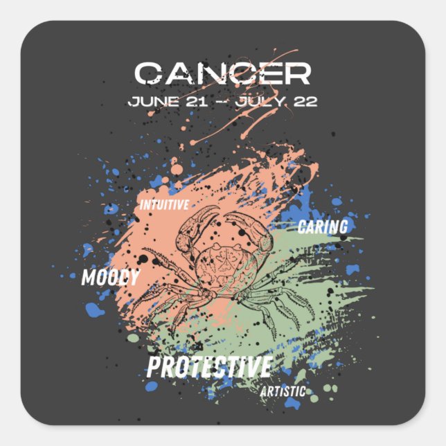 Sticker Carré Symbole astrologique du cancer (Devant)
