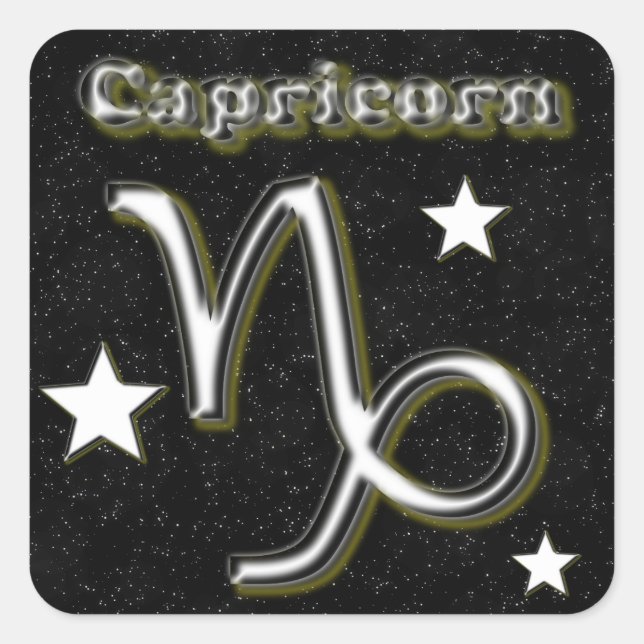 Sticker Carré Symbole Capricorne (Devant)