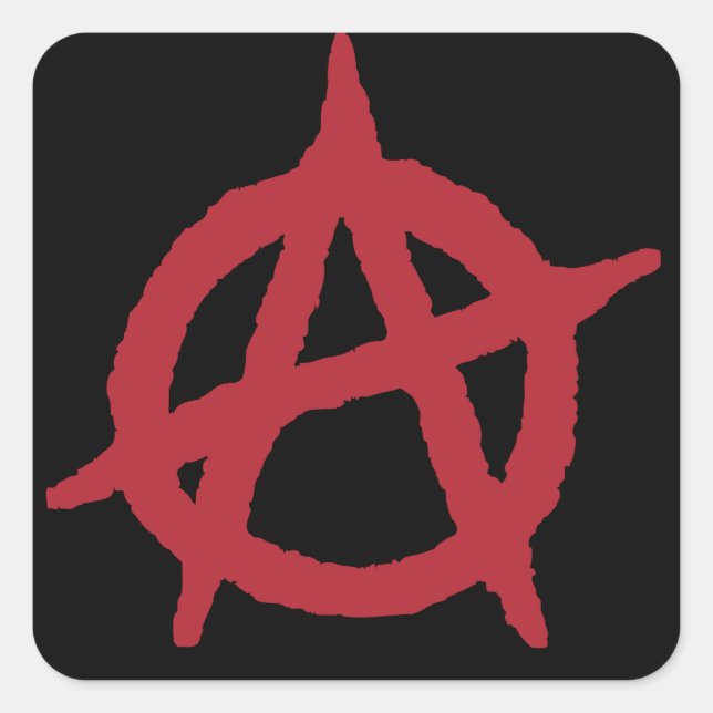 Sticker Carré Symbole d'anarchie rouge (Devant)
