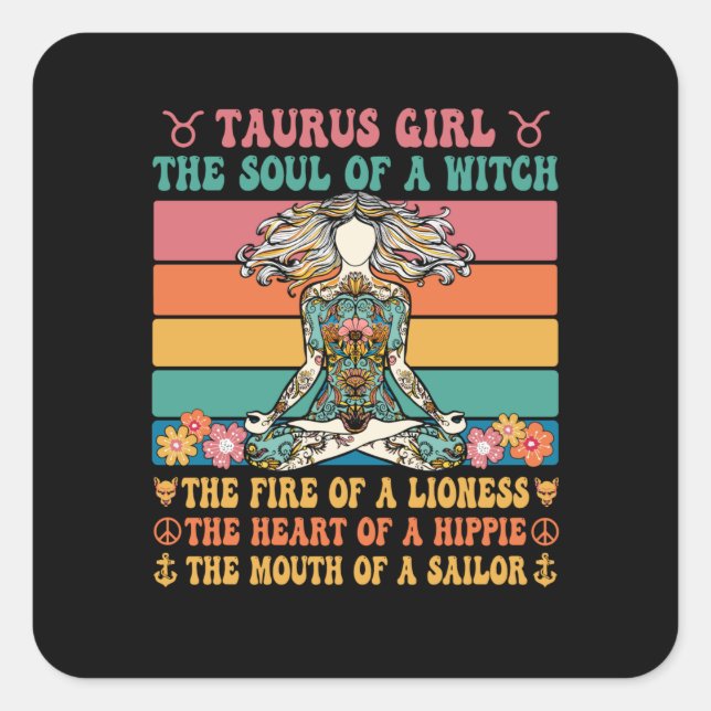 Sticker Carré SYMBOLE D'Astrologie Fille Taurus (Devant)