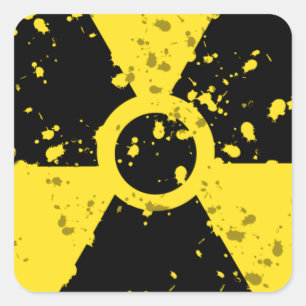 Sticker Carré SYMBOLE D'AVERTISSEMENT RADIOACTIF radioactif-4 GR