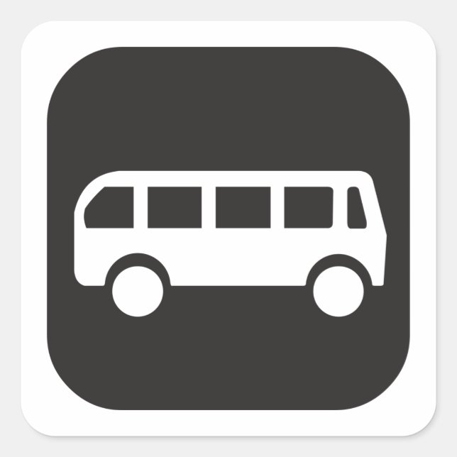Sticker Carré Symbole de bus (Devant)