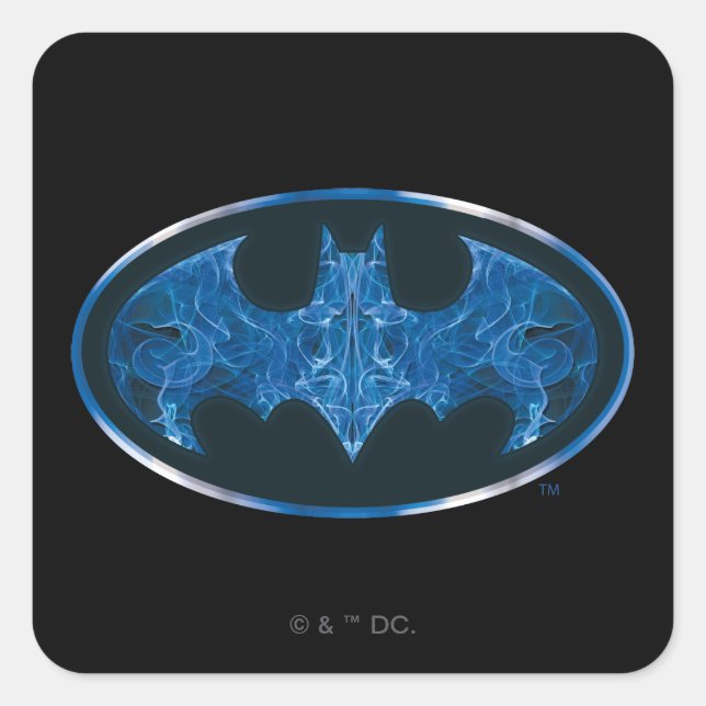 Sticker Carré Symbole de chauve-souris à fumée bleue (Devant)