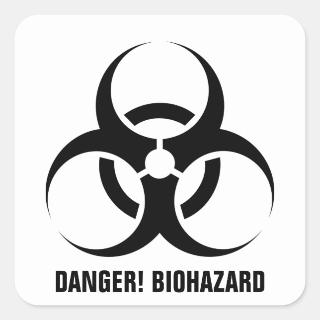 Sticker Carré Symbole de danger biochimique de couleur/texte per (Devant)
