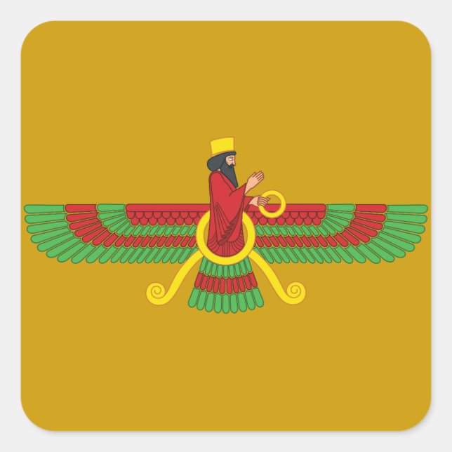 Sticker Carré Symbole de Faravahar (Devant)
