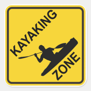 Sticker Carré Symbole de la route Kayak Zone