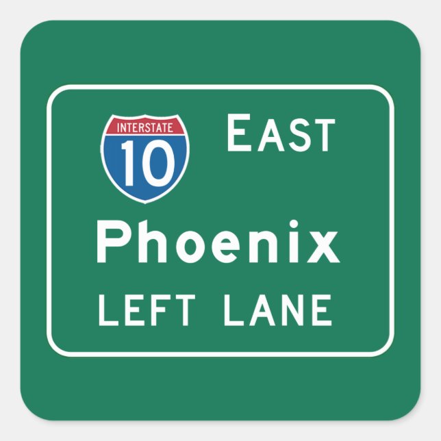 Sticker Carré Symbole de la route Phoenix, AZ (Devant)