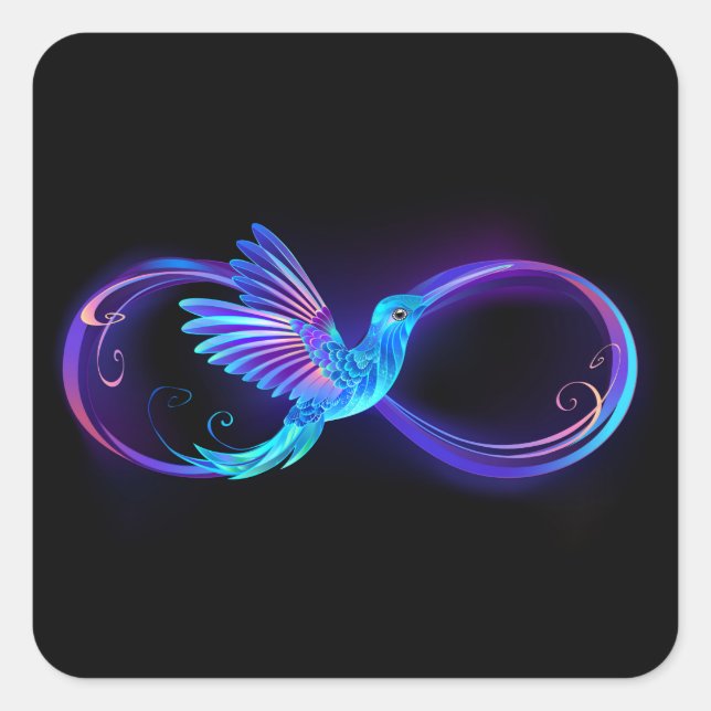 Sticker Carré Symbole de Neon Infinity par Glowing Hummingbird (Devant)