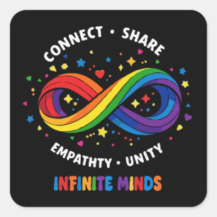 Sticker Carré Symbole de neurodiversité Rainbow Infinity - Infin