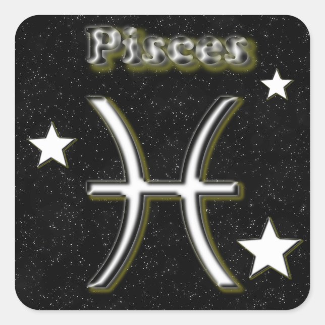 Sticker Carré Symbole de Pisces (Devant)