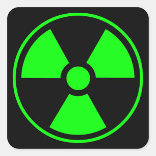 Sticker Carré Symbole de rayonnement radioactif nucléaire en ver