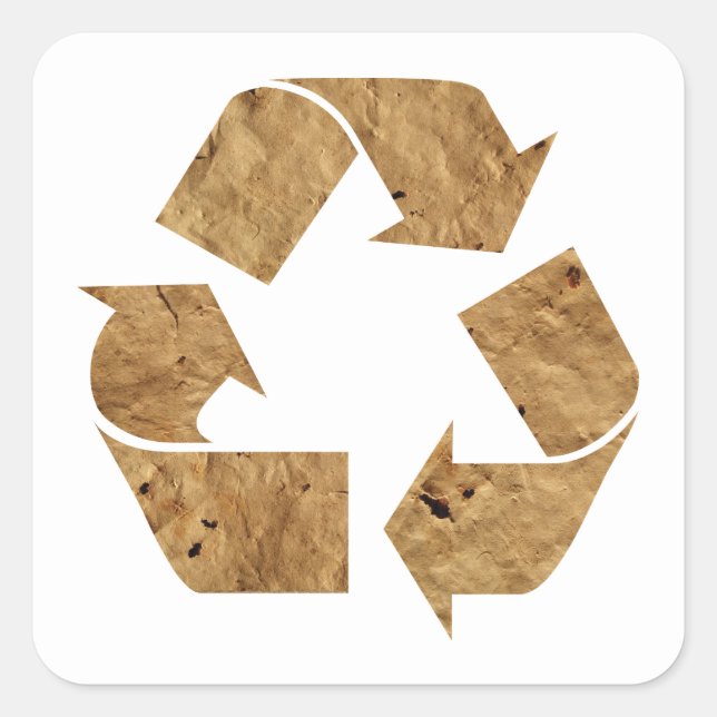 Sticker Carré Symbole de recyclage Brown Grunge (Devant)