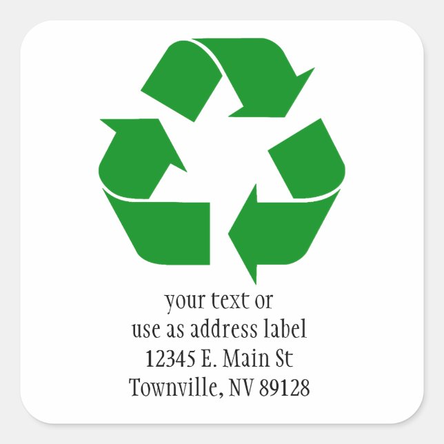 Sticker Carré Symbole de recyclage - Vert (Devant)