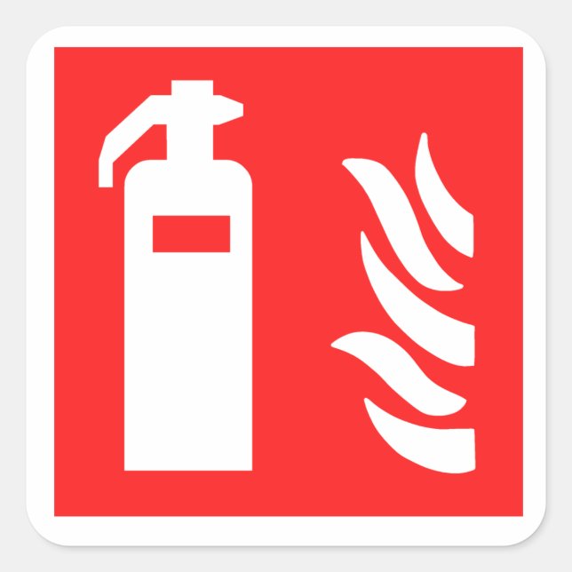 Sticker Carré Symbole d'extinction d'incendie (Devant)