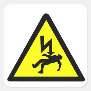 Sticker Carré Symbole du danger de choc électrique