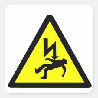 Sticker Carré Symbole du danger de choc électrique