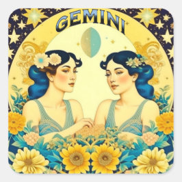 Sticker Carré SYMBOLE Horoscope Gemini Twins Celestin