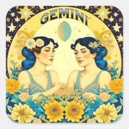 Sticker Carré SYMBOLE Horoscope Gemini Twins Celestin
